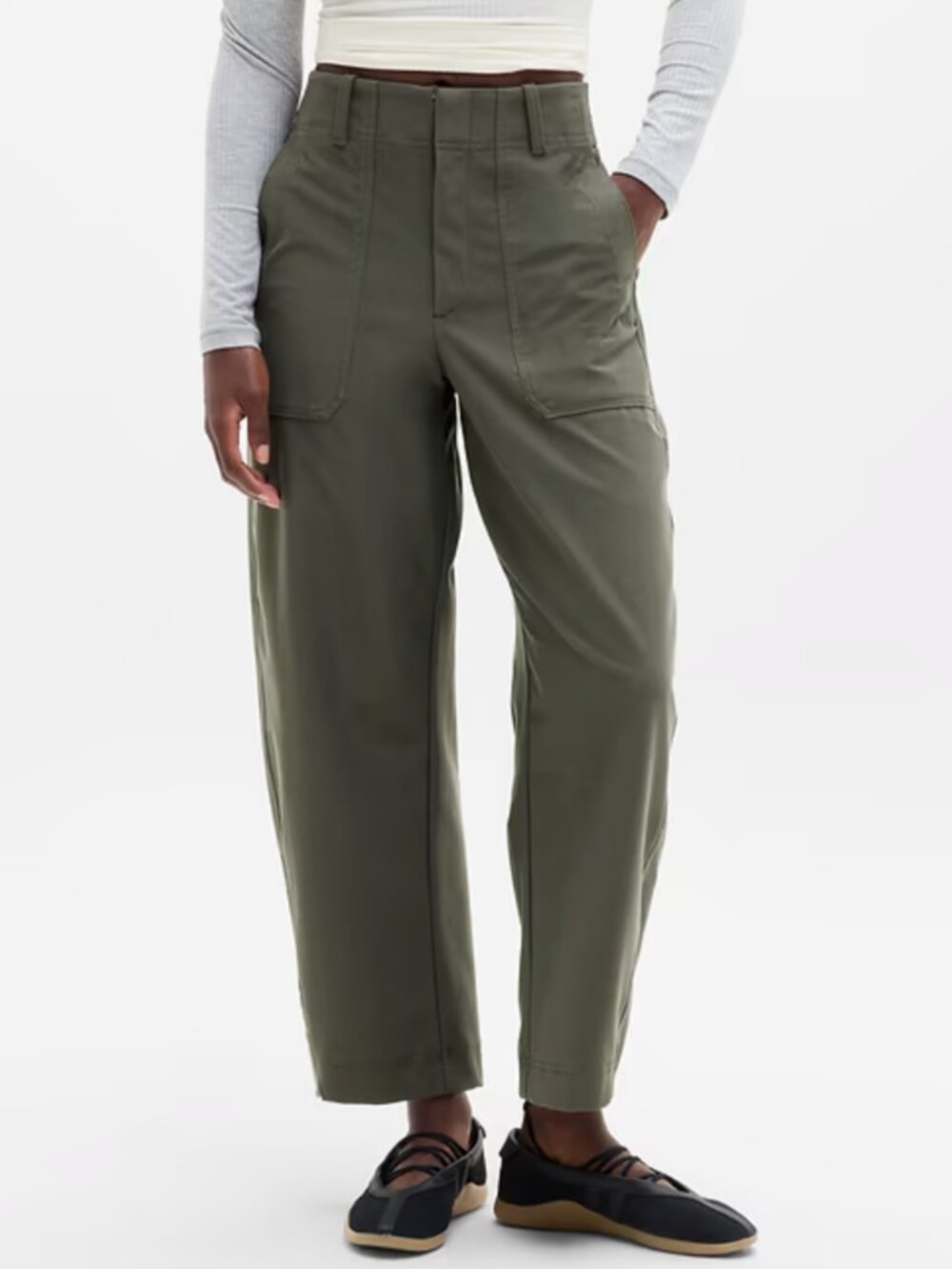 Athleta Jungle Dark Green Skyline High Rise Barrel Leg Pant Size 4 NWOT